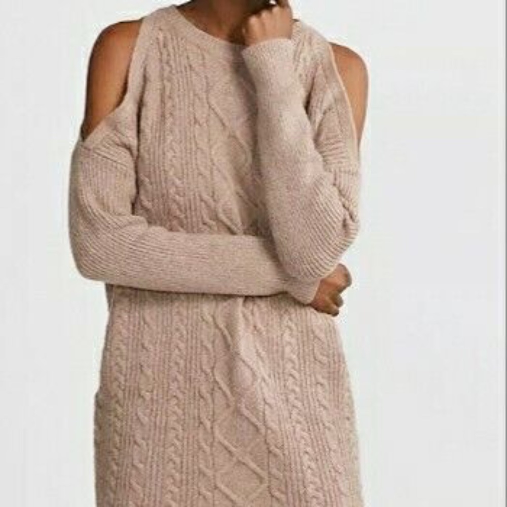 Express Cable Knit Cold Shoulder Sweater Dress - Size XS
